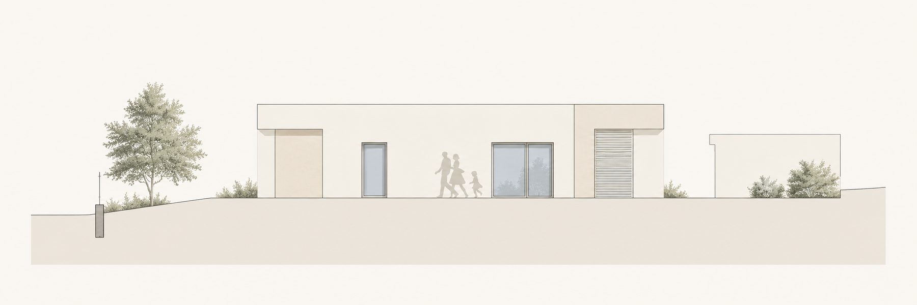 Moradia Unifamiliar Isolada, Garagem e Piscina — Alçado tardoz