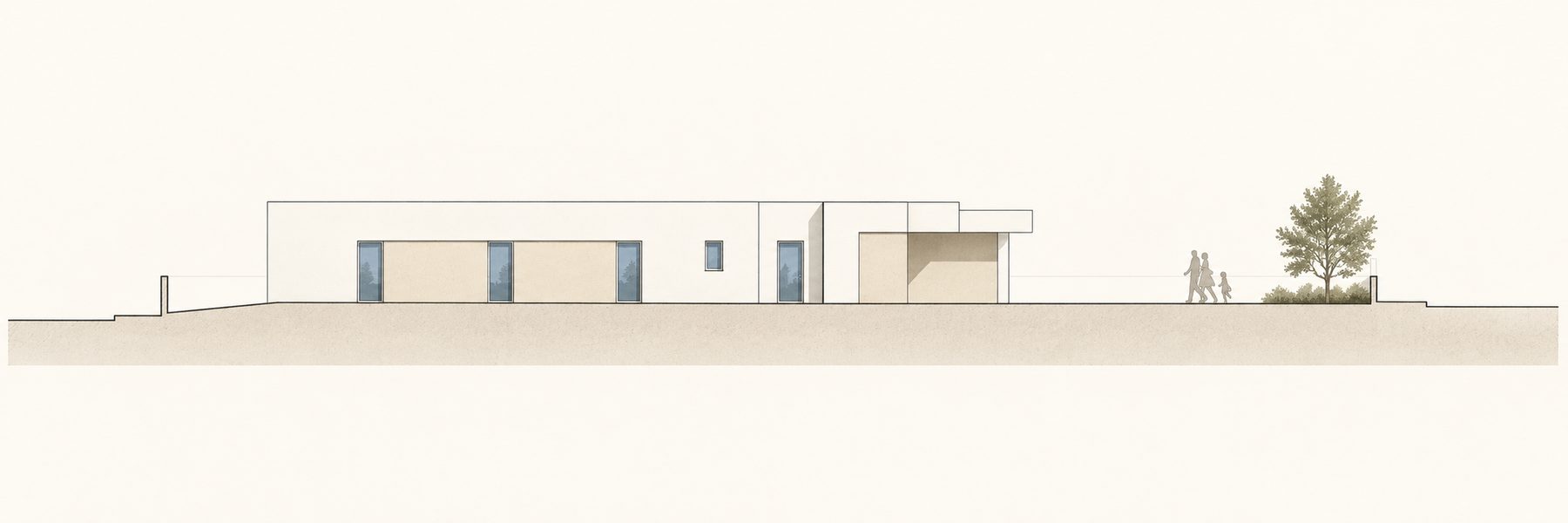 Moradia Unifamiliar Isolada, Alpendre e Piscina — Alçado lateral esquerdo