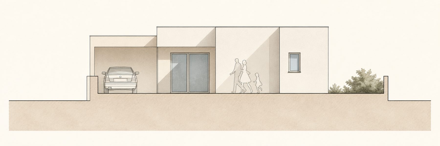 Moradia Unifamiliar Isolada, Alpendre e Piscina — Alçado tardoz