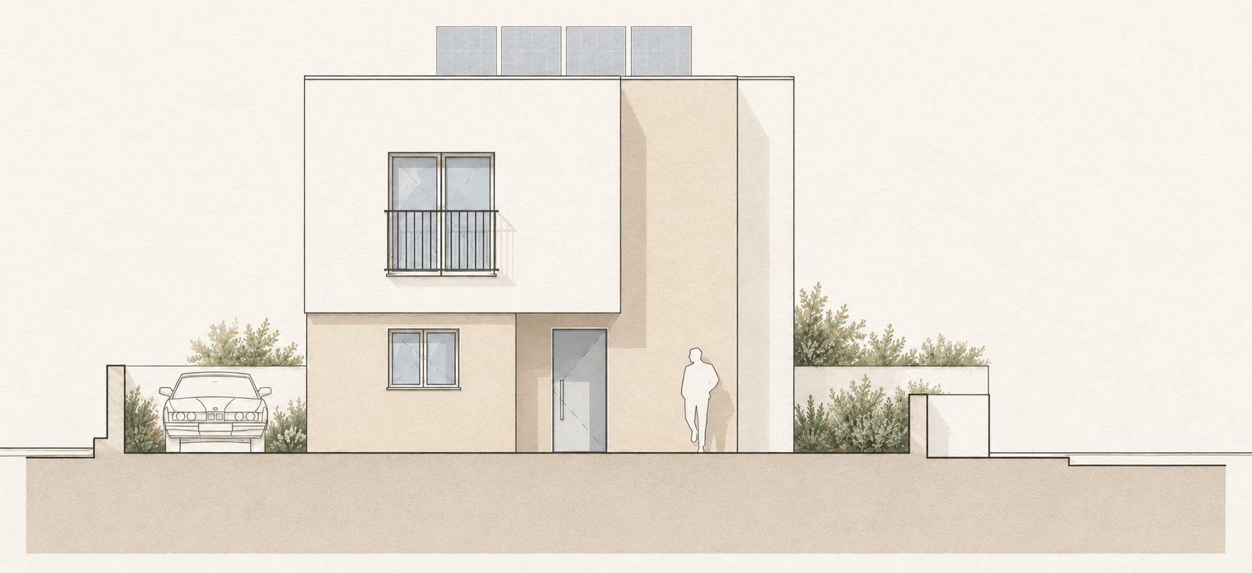 Moradia Unifamiliar Isolada — Alçado frontal
