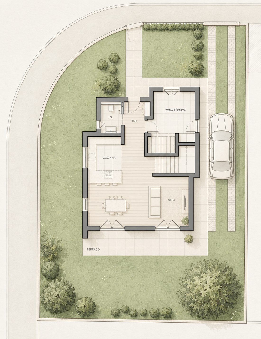 Moradia Unifamiliar Isolada — Planta piso 0