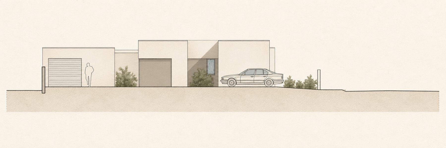 Moradia Unifamiliar Isolada, Garagem e Piscina — Alçado lateral esquerdo