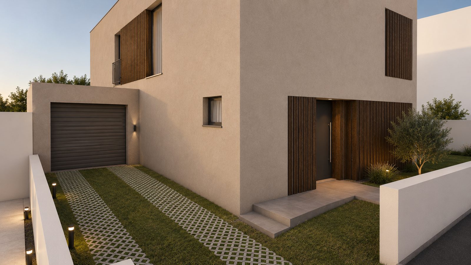 Moradia Unifamiliar Isolada, Anexo e Piscina — Render 3D