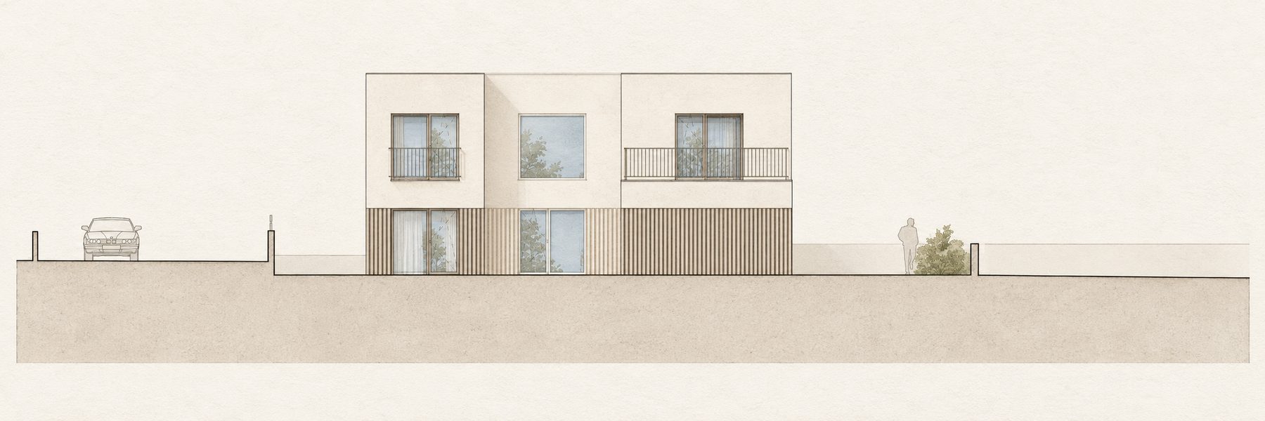 Moradia Unifamiliar Isolada, Anexo e Piscina — Alçado lateral direito