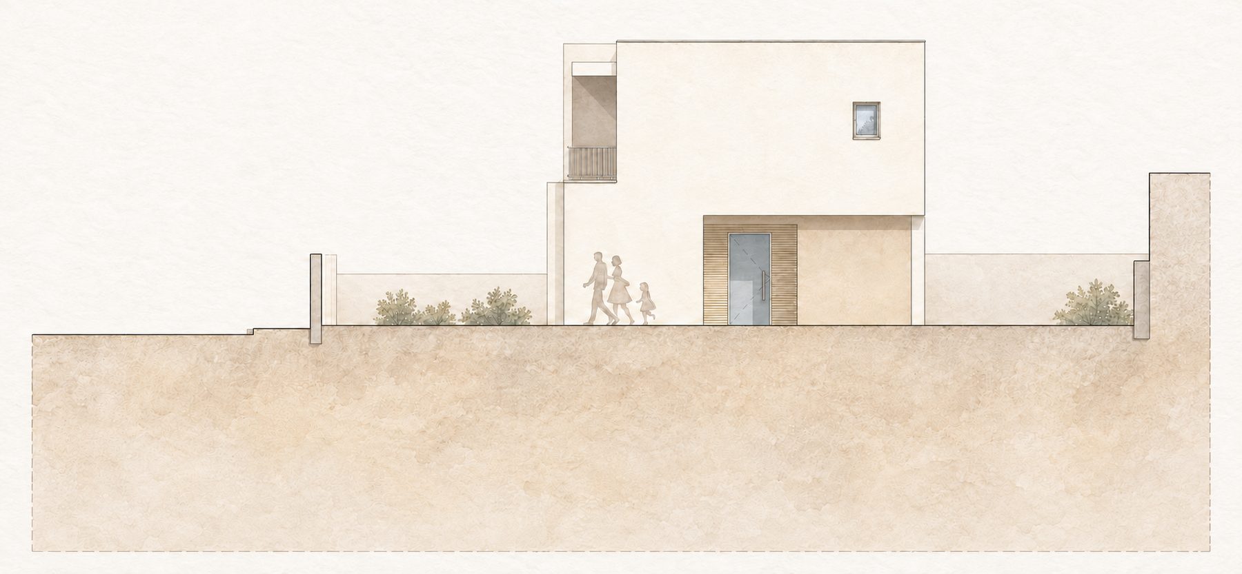Moradia Unifamiliar Isolada e Piscina — Alçado lateral direito