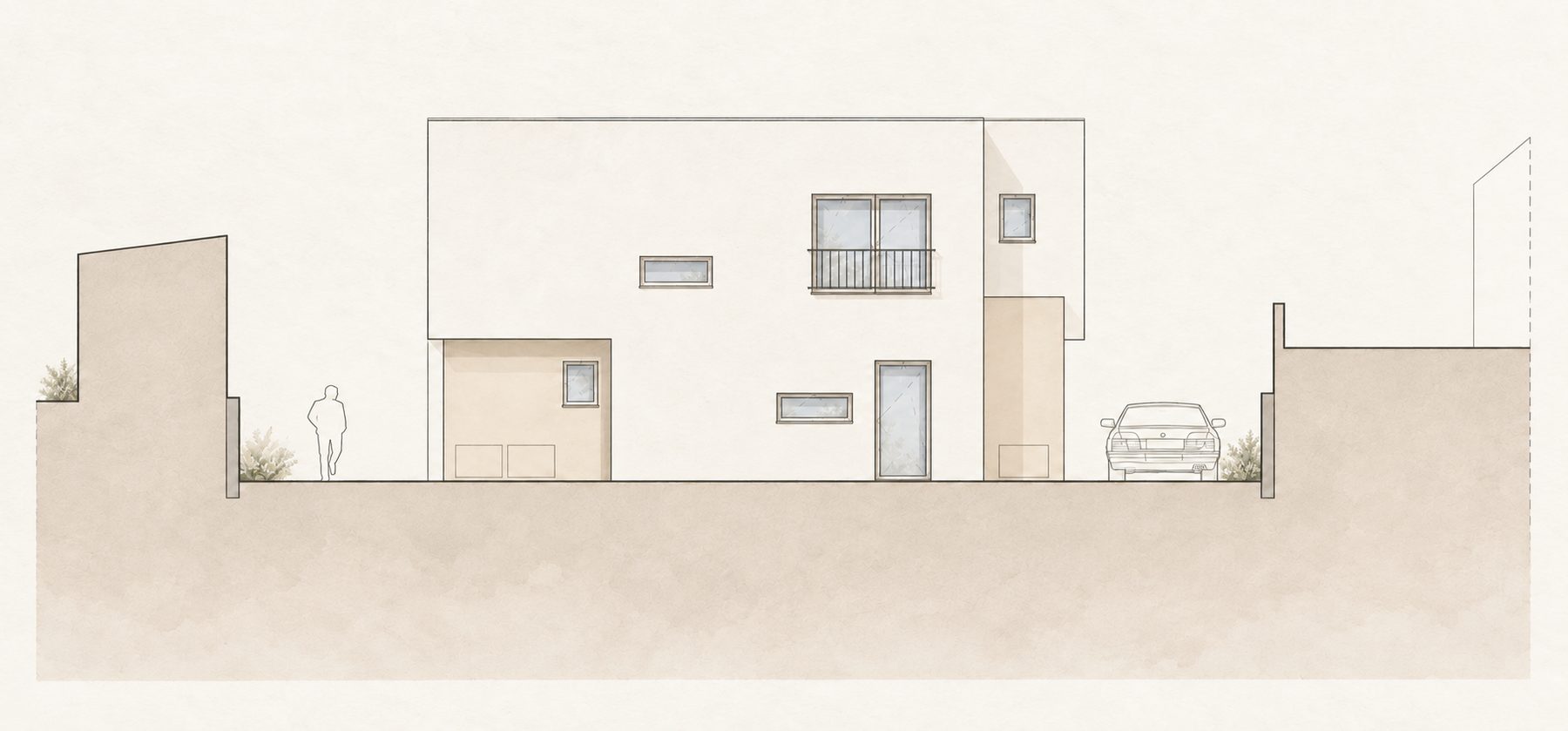 Moradia Unifamiliar Isolada e Piscina — Alçado tardoz