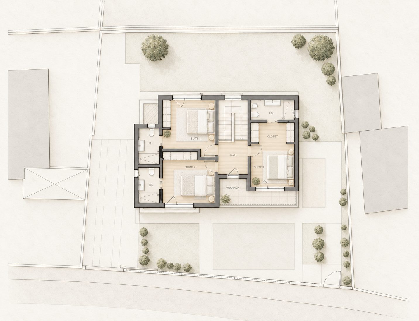 Moradia Unifamiliar Isolada e Piscina — Planta piso 1